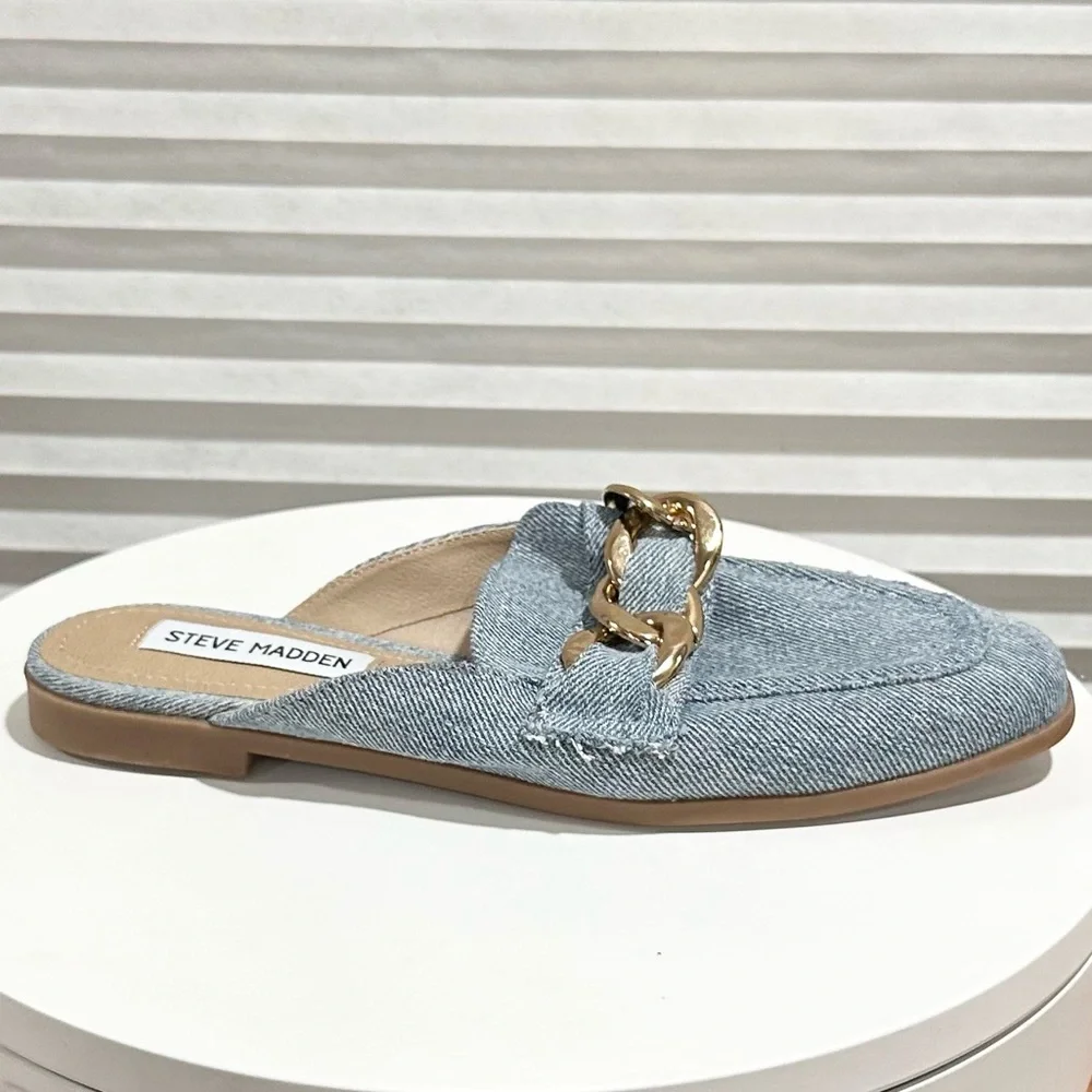 🌸STEVE MADDEN🌸 Cassady Loafer Mule Denim Size: 5M - Picture 4 of 10